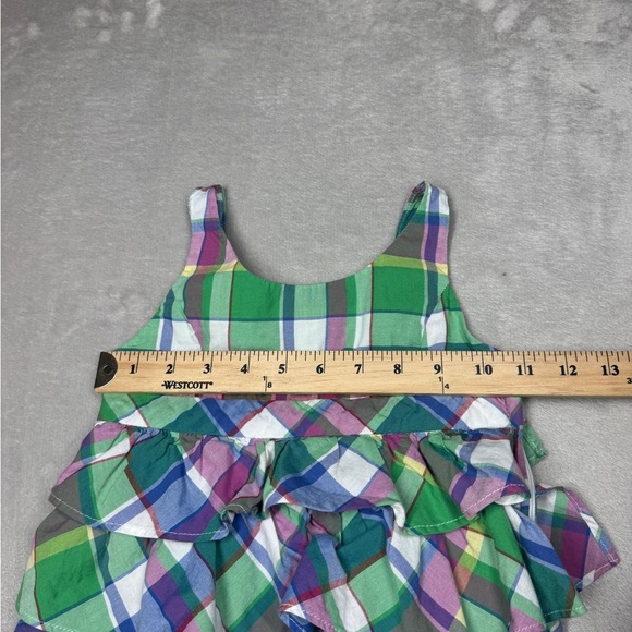 Ralph Lauren Girls Cotton Plaid Ruffle Sleeveless Purple Green Pink Dress 4T - Picture 7 of 14